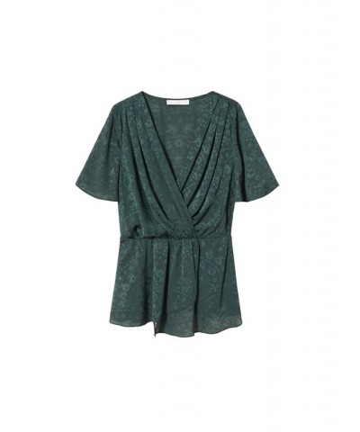 Women's Jacquard Flowy Blouse Green $38.40 Tops