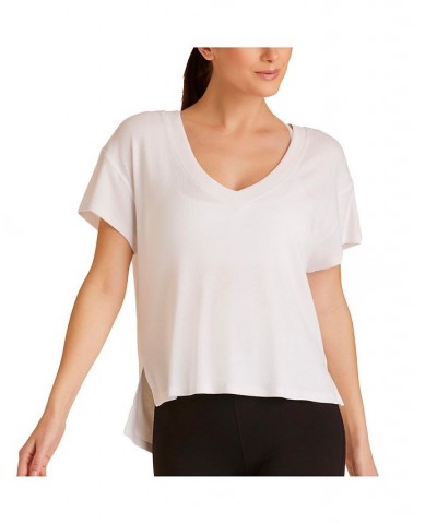 Women's V-Neck Indio Rib Tee White $38.50 Tops