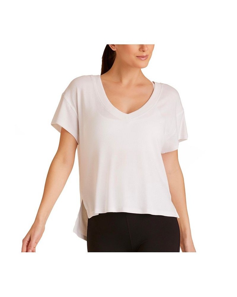 Women's V-Neck Indio Rib Tee White $38.50 Tops