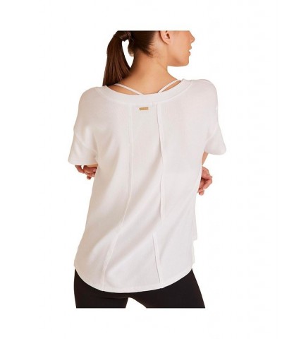 Women's V-Neck Indio Rib Tee White $38.50 Tops