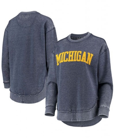 Women's Navy Michigan Wolverines Vintage-Like Wash Pullover Sweatshirt Navy $36.80 Sweatshirts