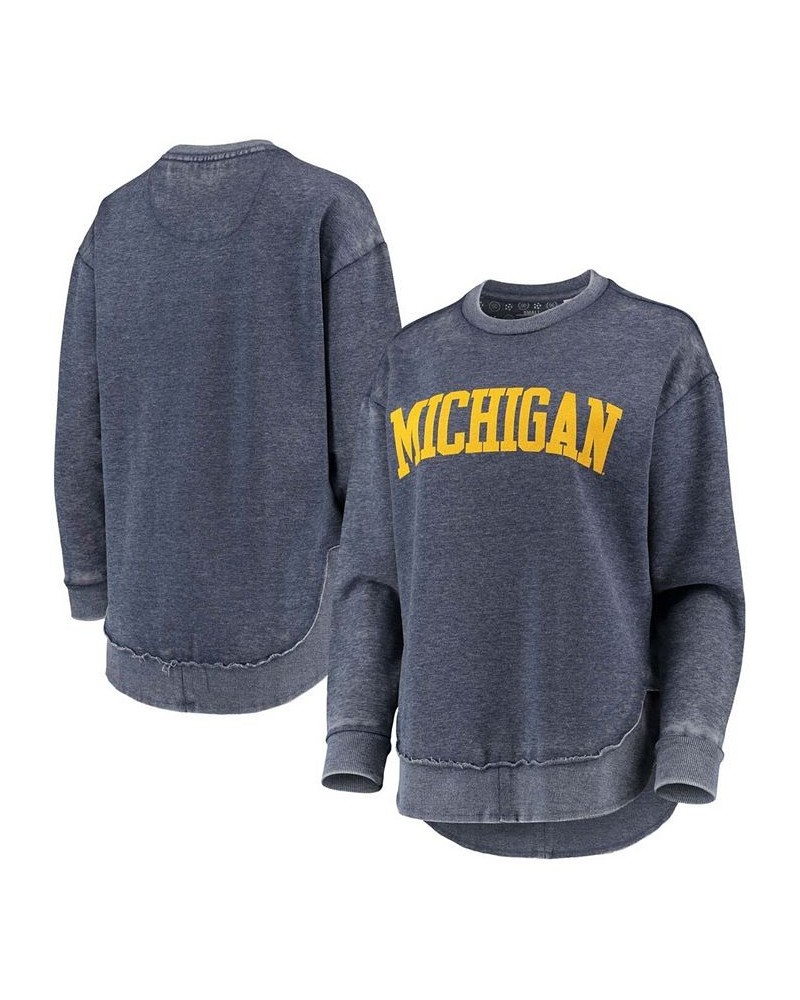 Women's Navy Michigan Wolverines Vintage-Like Wash Pullover Sweatshirt Navy $36.80 Sweatshirts