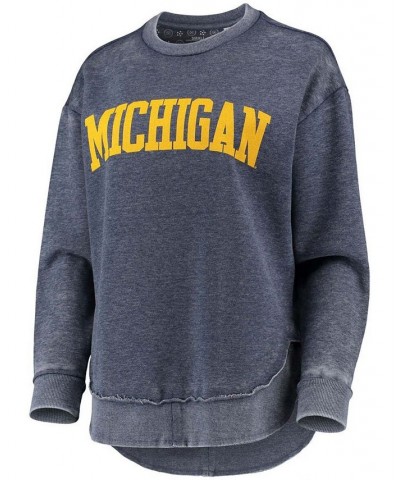 Women's Navy Michigan Wolverines Vintage-Like Wash Pullover Sweatshirt Navy $36.80 Sweatshirts