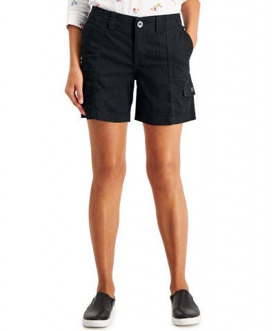 Petite Zig Zag Stitch Cargo Shorts Black $14.28 Shorts