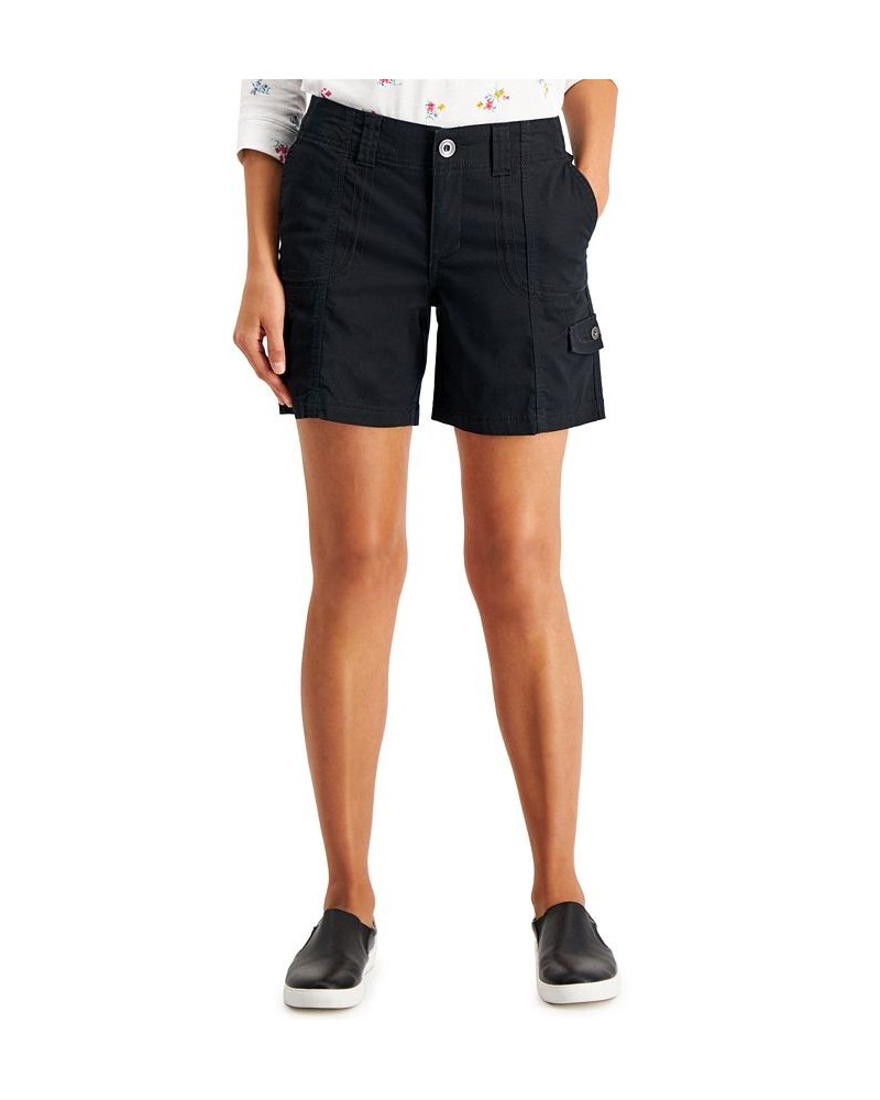 Petite Zig Zag Stitch Cargo Shorts Black $14.28 Shorts