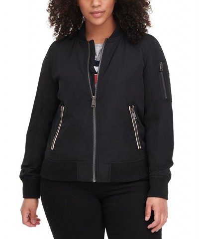 Trendy Plus Size Melanie Bomber Jacket Black $47.00 Jackets