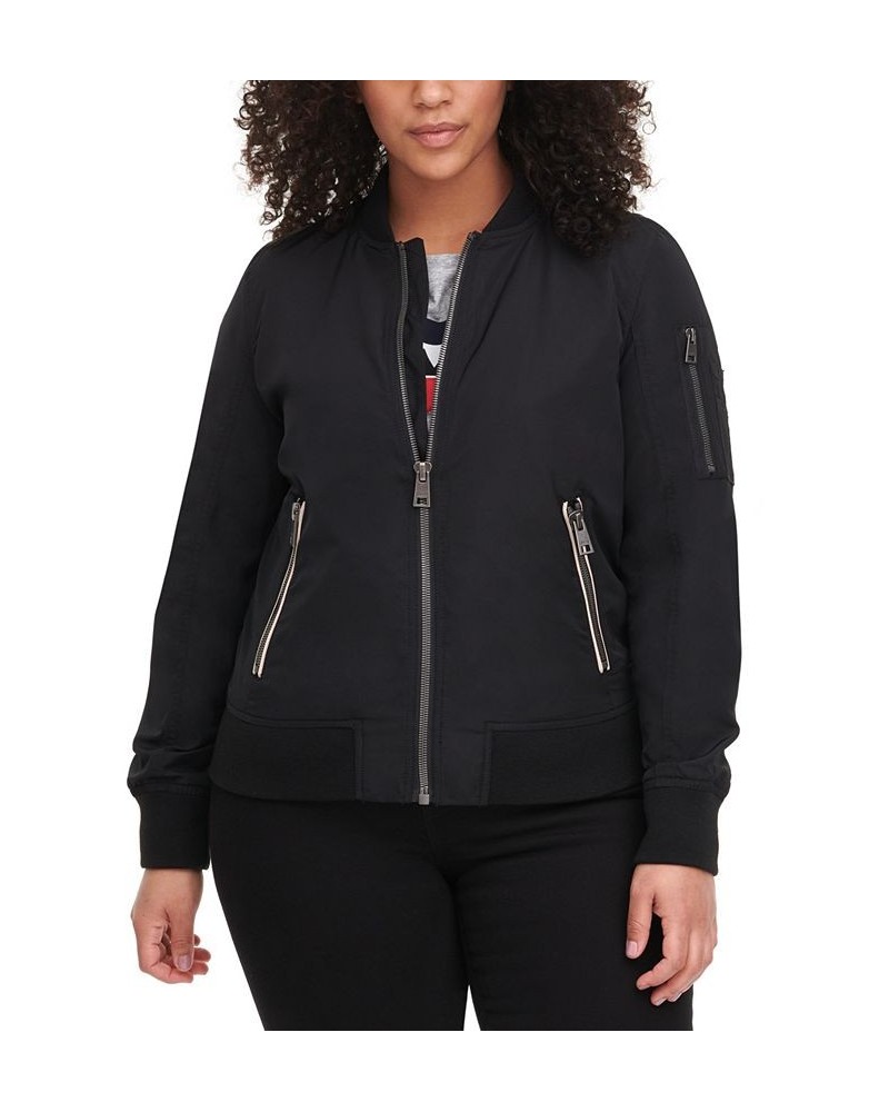 Trendy Plus Size Melanie Bomber Jacket Black $47.00 Jackets