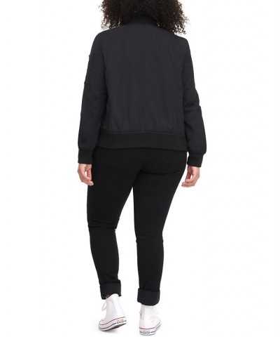 Trendy Plus Size Melanie Bomber Jacket Black $47.00 Jackets