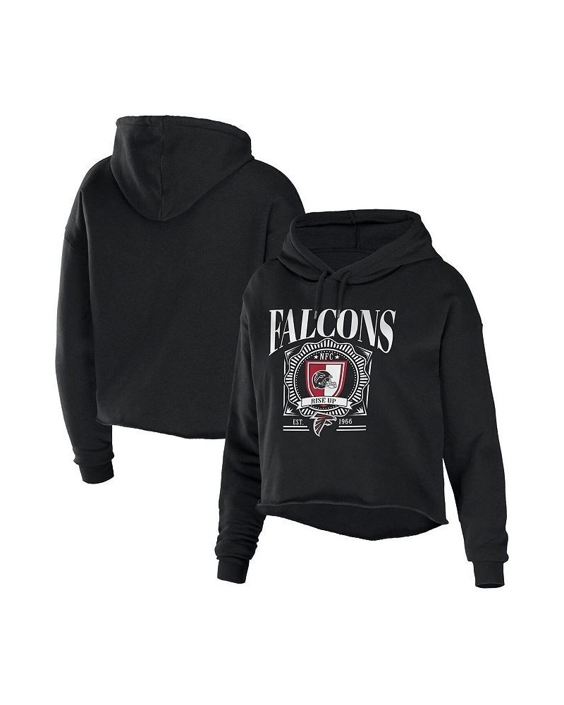 Women's Black Atlanta Falcons Cropped Sponge Fleece Pullover Hoodie Black $34.85 Sweatshirts