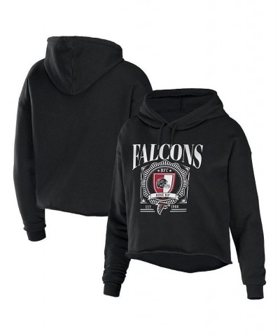 Women's Black Atlanta Falcons Cropped Sponge Fleece Pullover Hoodie Black $34.85 Sweatshirts