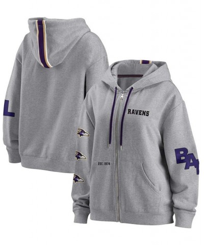 Women's Gray Baltimore Ravens Full-Zip Hoodie Gray $38.70 Sweatshirts