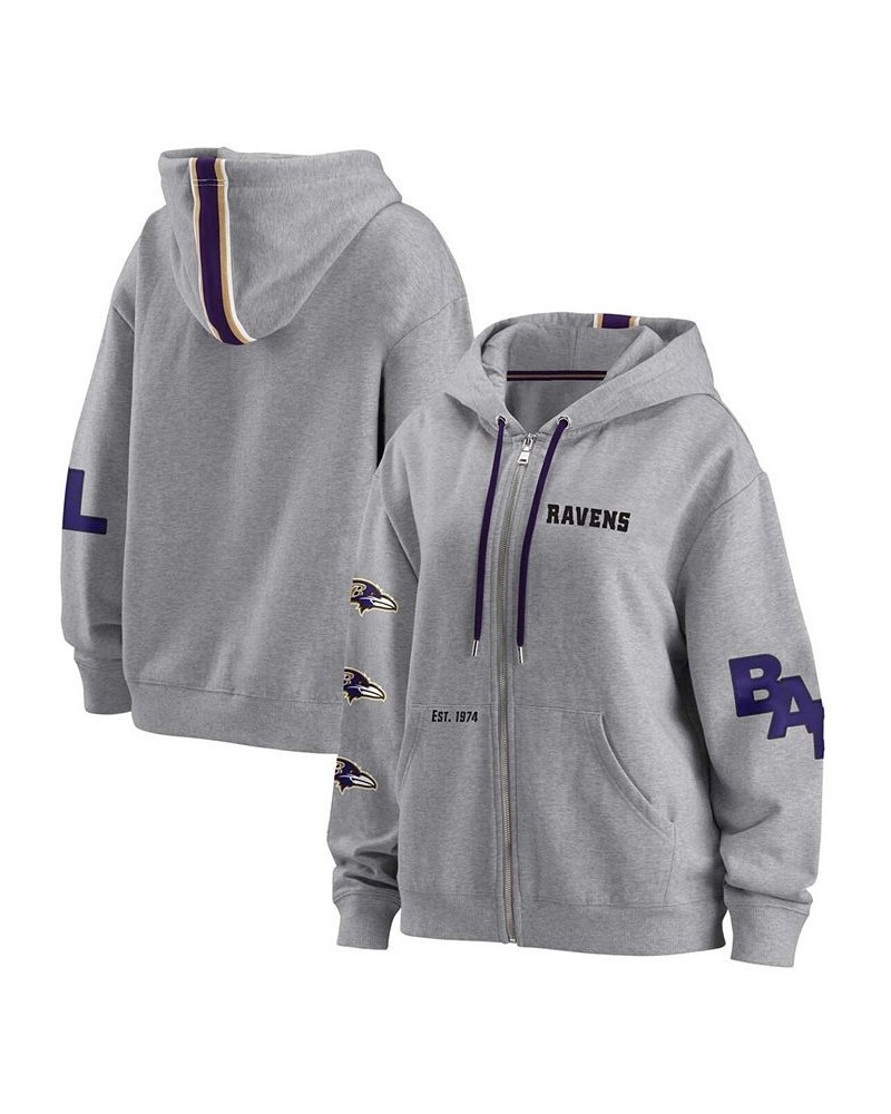 Women's Gray Baltimore Ravens Full-Zip Hoodie Gray $38.70 Sweatshirts