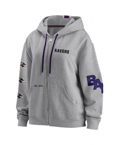 Women's Gray Baltimore Ravens Full-Zip Hoodie Gray $38.70 Sweatshirts