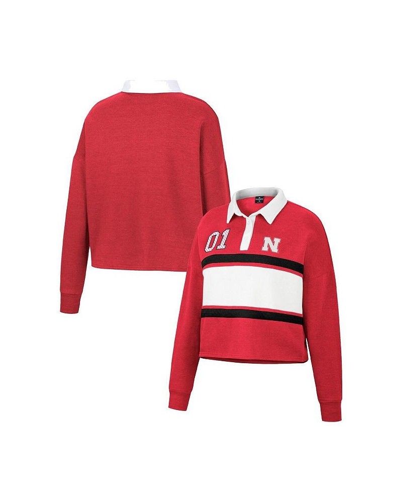 Women's Scarlet Nebraska Huskers I Love My Job Rugby Long Sleeve Shirt Scarlet $25.80 Tops