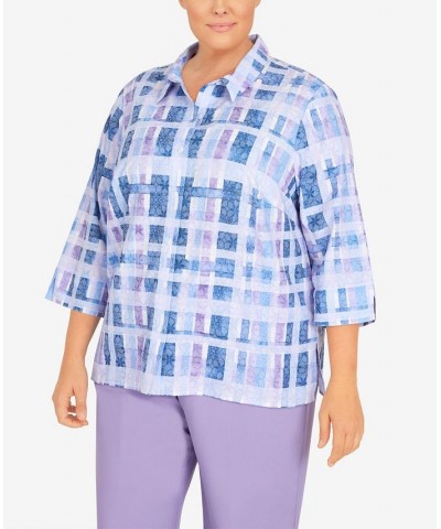 Plus Size Picture Perfect Plaid Woven Shirt Orchid, Multi $33.81 Tops