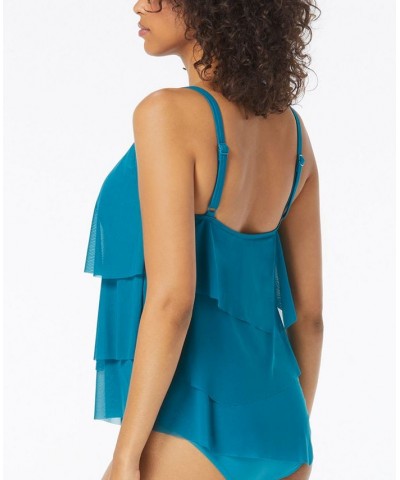 Women's Flourish Underwire Bra-Sized Tankini Top Blue $39.96 Swimsuits