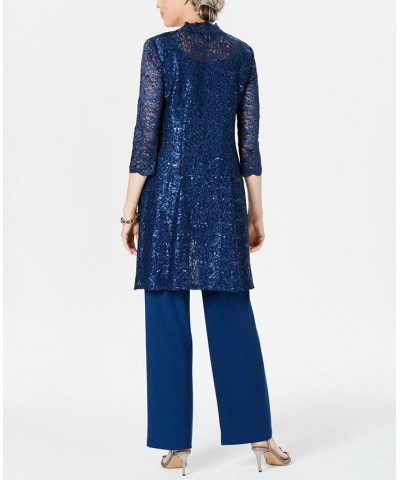 Petite 3-Pc. Sequined-Lace Jacket Top & Pants Champagne $56.99 Outfits