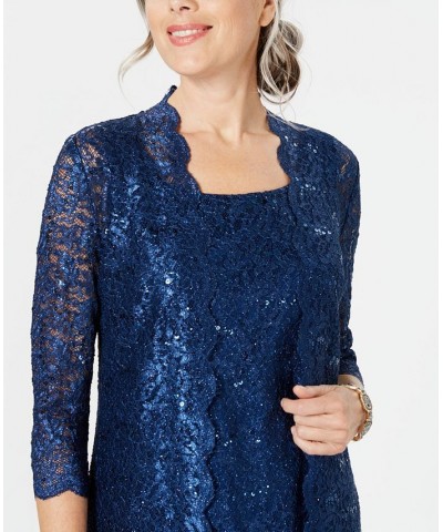 Petite 3-Pc. Sequined-Lace Jacket Top & Pants Champagne $56.99 Outfits