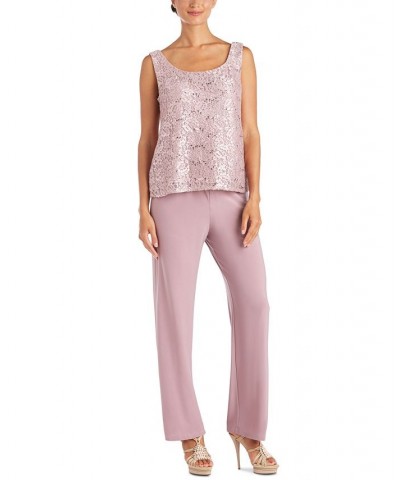 Petite 3-Pc. Sequined-Lace Jacket Top & Pants Champagne $56.99 Outfits