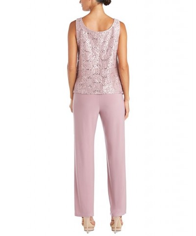 Petite 3-Pc. Sequined-Lace Jacket Top & Pants Champagne $56.99 Outfits