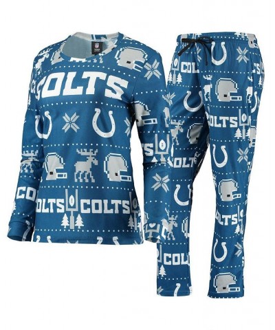 Women's Royal Indianapolis Colts Ugly Pajamas Set Royal $35.69 Pajama