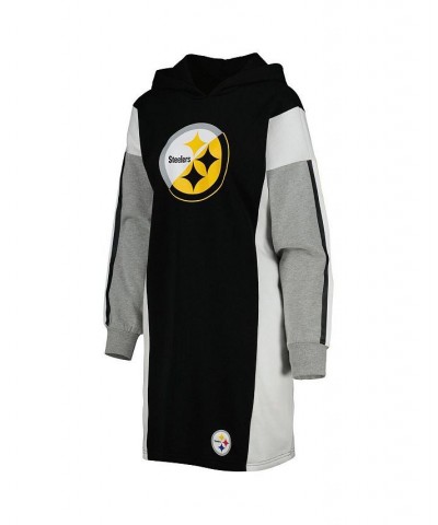 Women's Black Pittsburgh Steelers Bootleg Long Sleeve Hoodie T-shirt Dress Black $43.19 Dresses