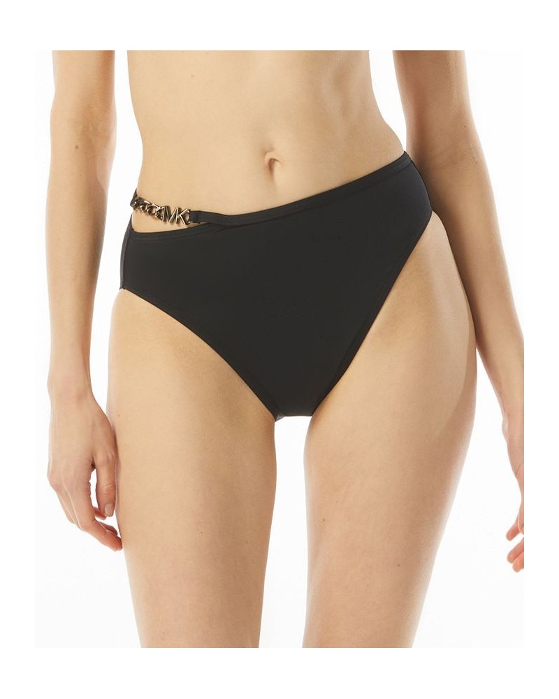 Women's Chain-Waist Bikini Bottoms Black $35.28 Swimsuits