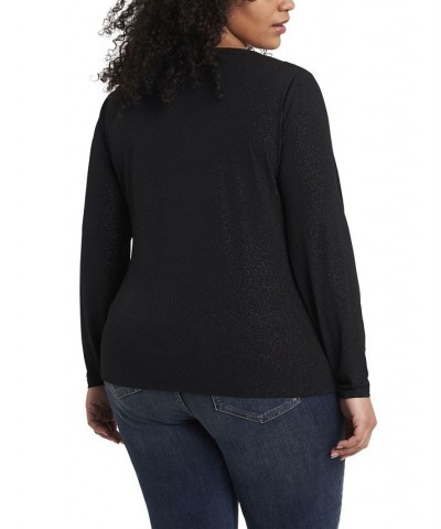 Women's Plus Size Sparkle Jersey Cutout Top Rich Black $46.28 Tops