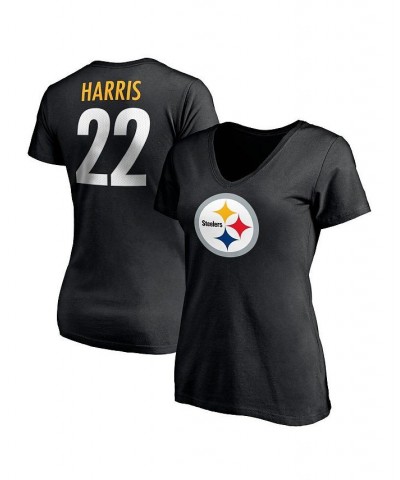 Women's Branded Najee Harris Black Pittsburgh Steelers Player Icon Name and Number V-Neck T-shirt Black $24.29 Tops