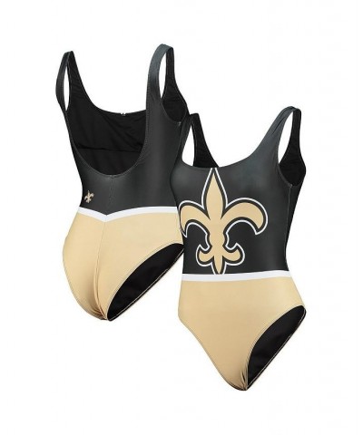 Women's Black New Orleans Saints Team One-Piece Swimsuit Black $29.67 Swimsuits