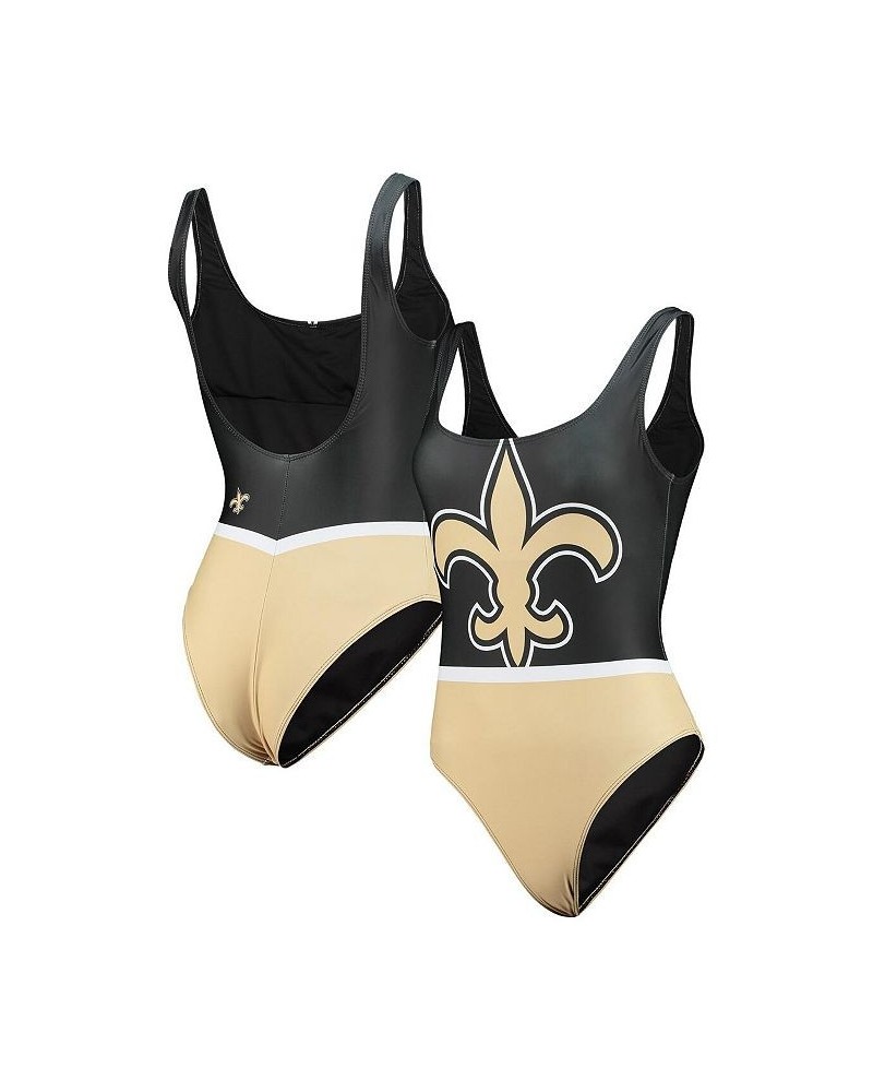 Women's Black New Orleans Saints Team One-Piece Swimsuit Black $29.67 Swimsuits