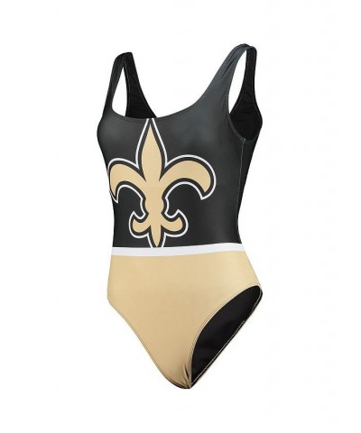 Women's Black New Orleans Saints Team One-Piece Swimsuit Black $29.67 Swimsuits