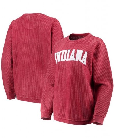 Women's Crimson Indiana Hoosiers Comfy Cord Vintage-Like Wash Basic Arch Pullover Sweatshirt Crimson $33.60 Sweatshirts