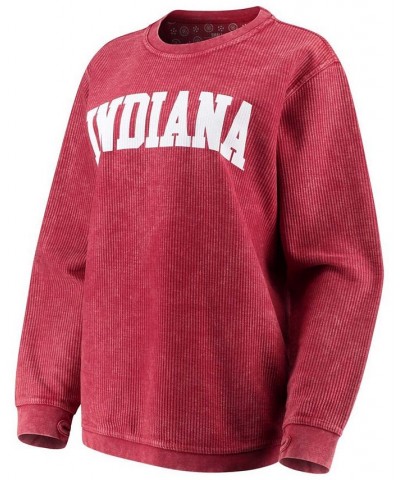 Women's Crimson Indiana Hoosiers Comfy Cord Vintage-Like Wash Basic Arch Pullover Sweatshirt Crimson $33.60 Sweatshirts