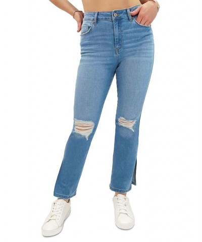 Juniors' Distressed Slim Straight-Leg Jeans Light Wash $17.98 Jeans