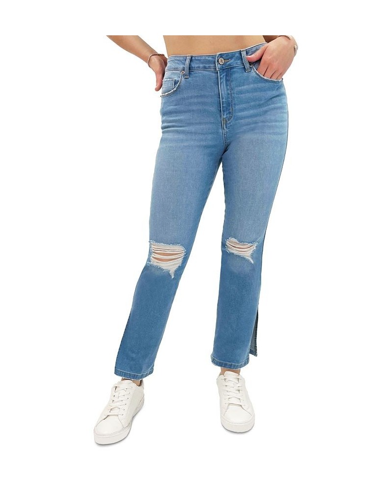 Juniors' Distressed Slim Straight-Leg Jeans Light Wash $17.98 Jeans