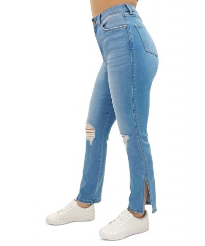 Juniors' Distressed Slim Straight-Leg Jeans Light Wash $17.98 Jeans