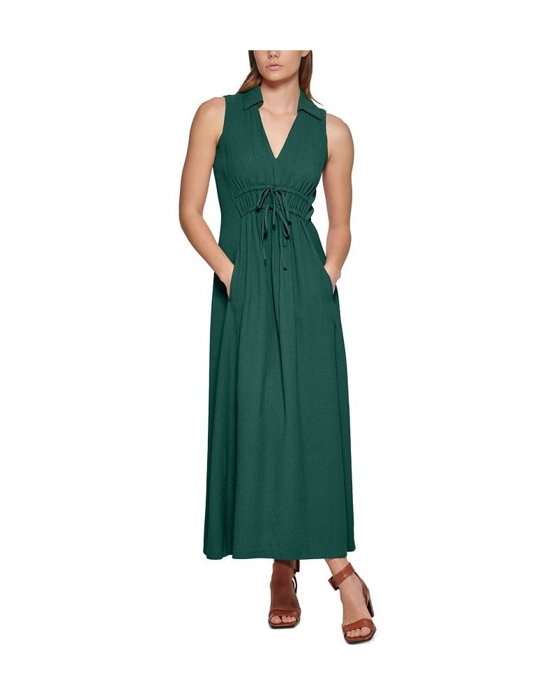 Women's V-Neck Sleeveless A-Line Maxi Dress Green $53.64 Dresses