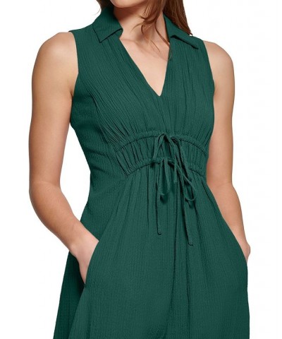 Women's V-Neck Sleeveless A-Line Maxi Dress Green $53.64 Dresses