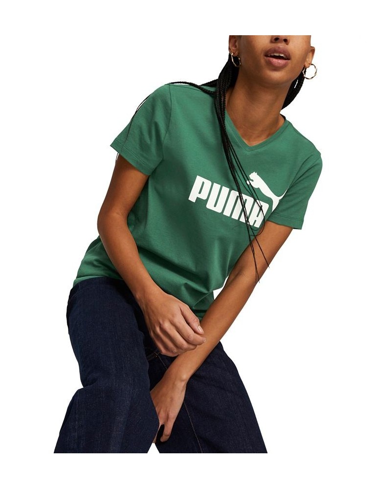 Women's Cotton V-Neck Short-Sleeve Logo T-Shirt Vine $13.23 Tops