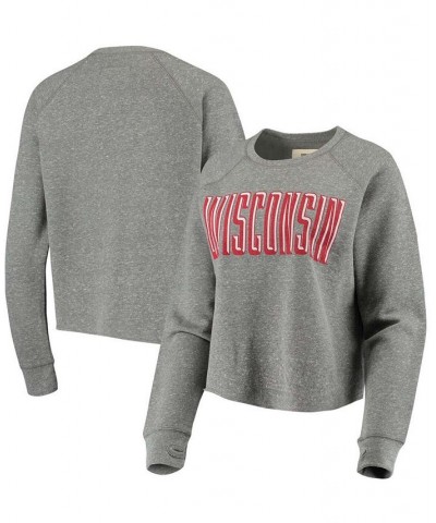 Women's Heathered Gray Wisconsin Badgers Sawyer Knobi Cropped Raglan Pullover Sweatshirt Heathered Gray $31.85 Sweatshirts