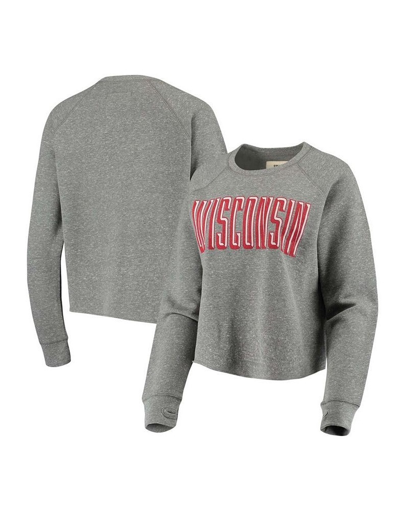 Women's Heathered Gray Wisconsin Badgers Sawyer Knobi Cropped Raglan Pullover Sweatshirt Heathered Gray $31.85 Sweatshirts