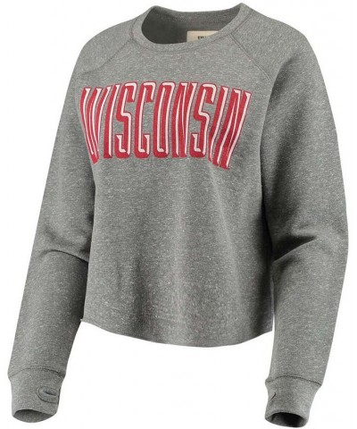 Women's Heathered Gray Wisconsin Badgers Sawyer Knobi Cropped Raglan Pullover Sweatshirt Heathered Gray $31.85 Sweatshirts