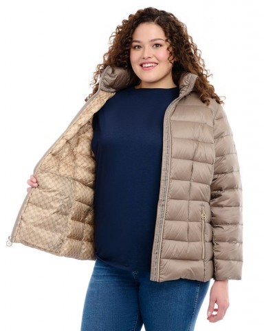 Women's Plus Size Hooded Packable Down Shine Puffer Coat Tan/Beige $86.00 Coats