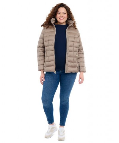 Women's Plus Size Hooded Packable Down Shine Puffer Coat Tan/Beige $86.00 Coats