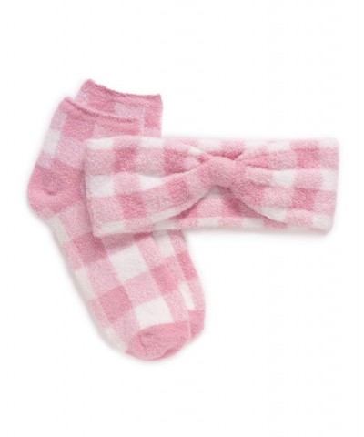 Women's Aloe Infused Socks and Headband Set 2 Piece Pink $17.34 Socks