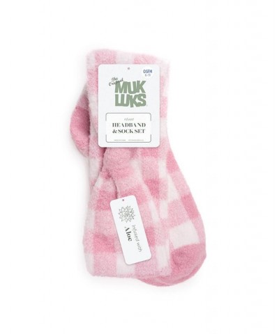 Women's Aloe Infused Socks and Headband Set 2 Piece Pink $17.34 Socks