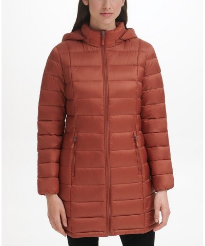 Women's Packable Hooded Down Puffer Coat Terracotta $28.20 Coats