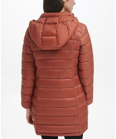 Women's Packable Hooded Down Puffer Coat Terracotta $28.20 Coats