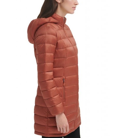 Women's Packable Hooded Down Puffer Coat Terracotta $28.20 Coats